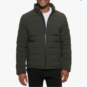 DKNY Mens Jon Quilted Stand Collar Puffer Jacket size small